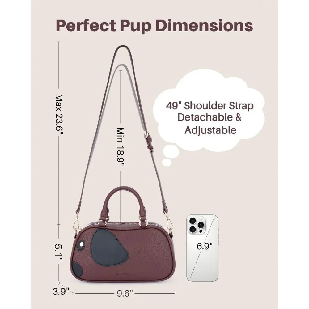 Small Faux Leather Crossbody Purse for Women Girl Dog Shape with Zipper